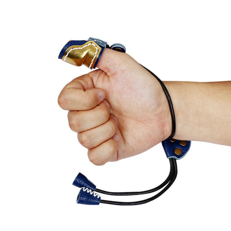 Thumb Finger Tip Protector Practice Archery Pull Arrow Guard Rings (Blue)