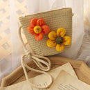 Summer Girls Straw Hat Shoulder Bag Kids Cute Princess Coin Purse Crossbody Bags