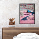 Frameless Oil Paint By Numbers Pink Village DIY Canvas Picture Craft Kit