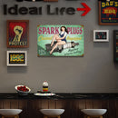 Retro Spark Plug Woman Metal Plate Painting for Pub Tin Plaques Wall Sign