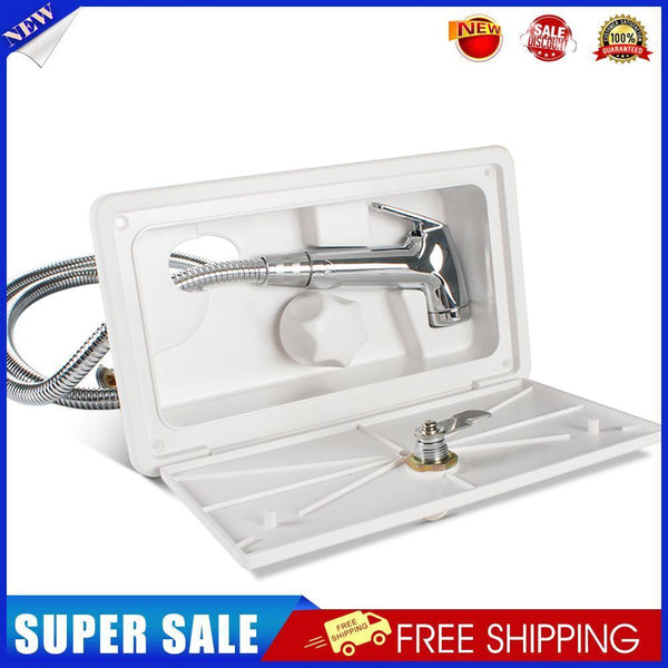Adjustable Camper RV External Exterior Shower Box Kit with Lock (White)