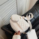 #A Simple Female Pu Handbags Rhombus Pattern Messenger Handbags for Travel Shopp