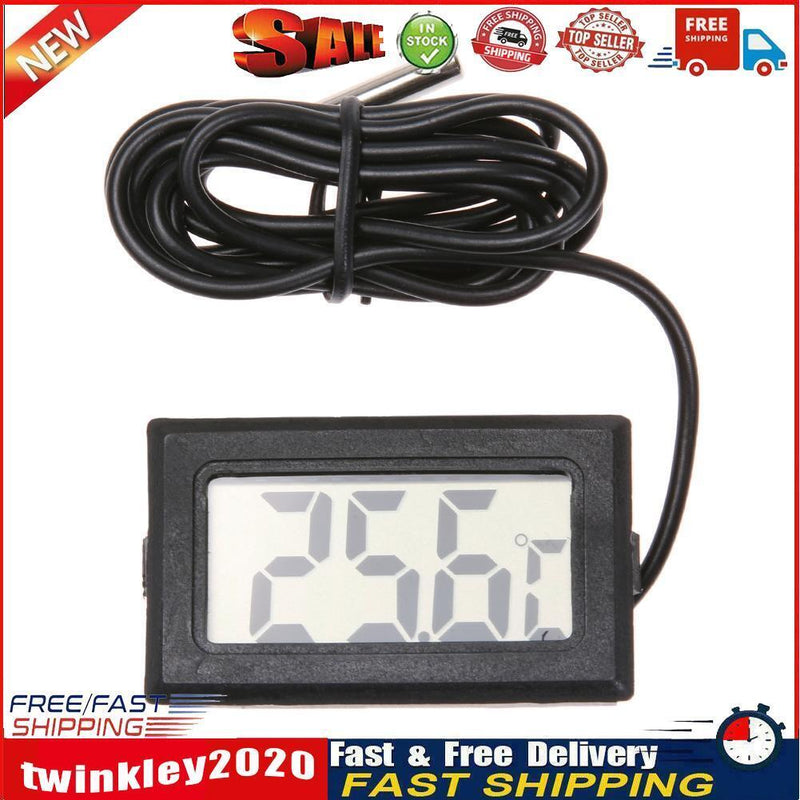 Waterproof Electronic Digital LCD Pet Aquarium Thermometer w/ Probe(Black) Newly