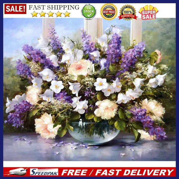 Vase Purple Flower Frameless Picture Oil Paint By Numbers Hand Painted Pict