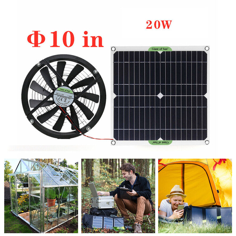 20W 12V Exhaust Fan Outdoor Chicken House Mini Solar Panel Ventilator Fan