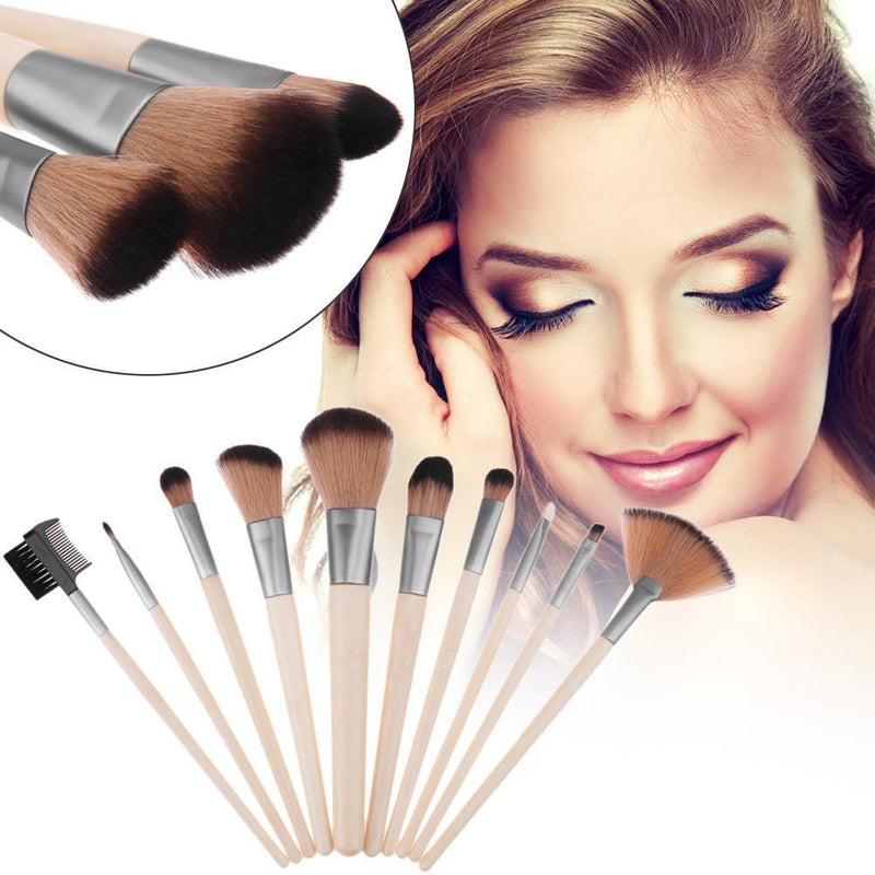 Gowind6 10-Piece Makeup Brush Set with Bamboo Handle for Eyeshadow, Eyelashes,