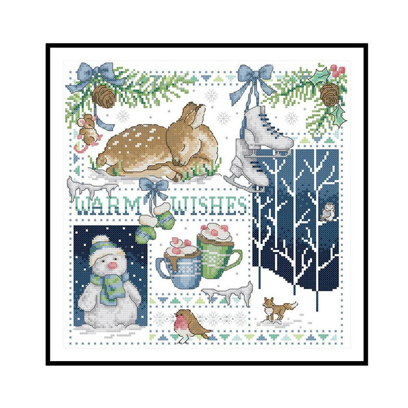 14CT Christmas Counted Partial Cross Stitch Embroidery DIY Cotton Needlework