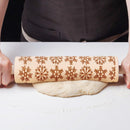 Christmas Snowflake Embossing Rolling Pin Baking Cookies Engraved Roller