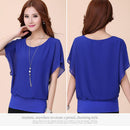 Plus Size Women Round Collar Blouse Bat Sleeves Clothing Casual Tops for Female