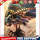 Girl with Feathers Oil Paint By Numbers DIY Handpainted on Canvas Wall Art
