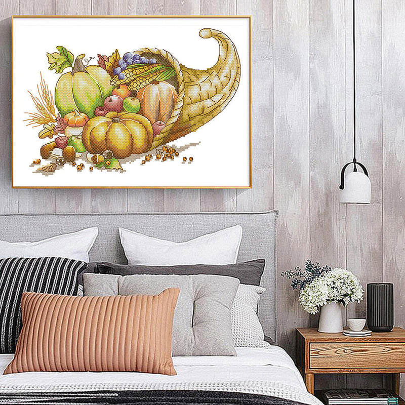 2 Strands Harvest Basketball Partial Embroidery Stamped Cross Stitch Home Decor Gift