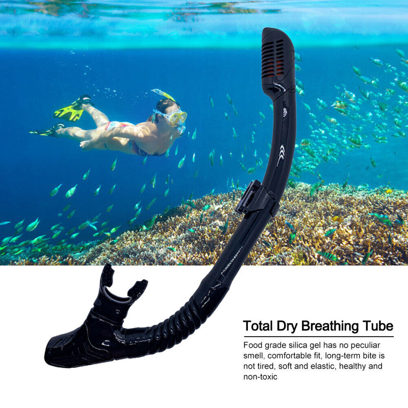 Diving Snorkel Full Dry Underwater Breathing Tube Snorkeling Gear (Black) Newly
