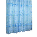 Tulip Flower Yarn Sheer Window Curtain Scarf Drapes for Bedroom (Blue)