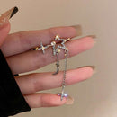 Trendy Cross Bright Stars Fashion Jewelry Clip Earrings Tassels No Piercing