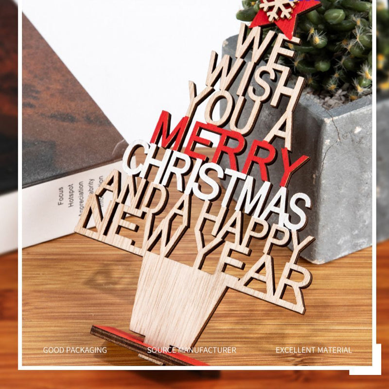 Desk Wood Craft Xmas Desktop Decorations Christmas Table Decor Wooden Ornaments