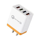 4 USB Travel Wall Charger 3A Fast Charging Charger US Plug Adapter (Orange)