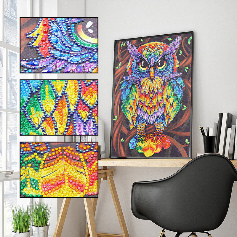 5D DIY Special Shaped Diamond Painting Owl Cross Stitch Mosaic Craft Kit