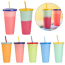 Multicolor Discoloration Temperature Straw Cup Plastic Cup Coffee Drink Ware