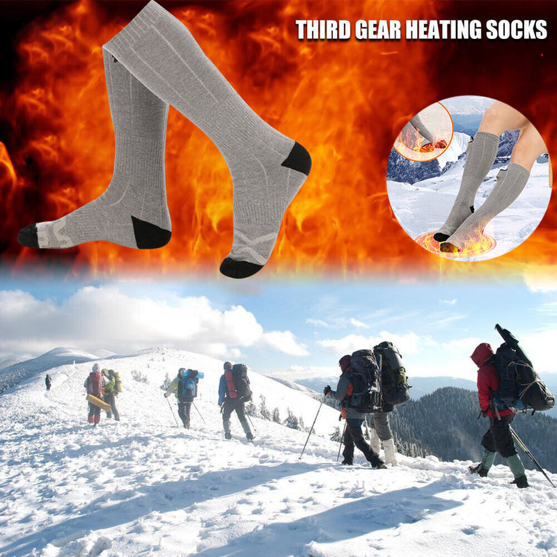 2pcs Adjustable Winter Electric Heating Socks Foot Warmer Stockings (Grey)