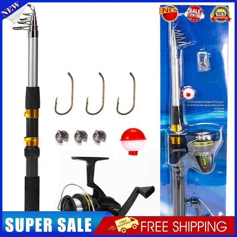 Spinning Reel Fishing Rod Combo Kits Portable Angling Tackle Tools for Beginner