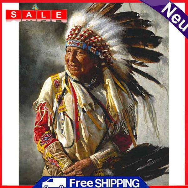 Indians Old Lady Oil Paint By Numbers Picture DIY Coloring Drawing for Adults