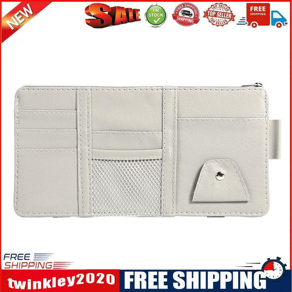 Car Sun Visor Organizer Holder Bag with Zipper for Glasses Phone (Grey)