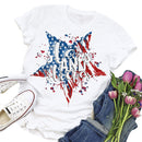 Independence Day Print Star Tea T-Shirt (White XL)
