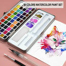 Professional 50 Colors Watercolor Paint Draw Painting + Water Brush Pigments Set