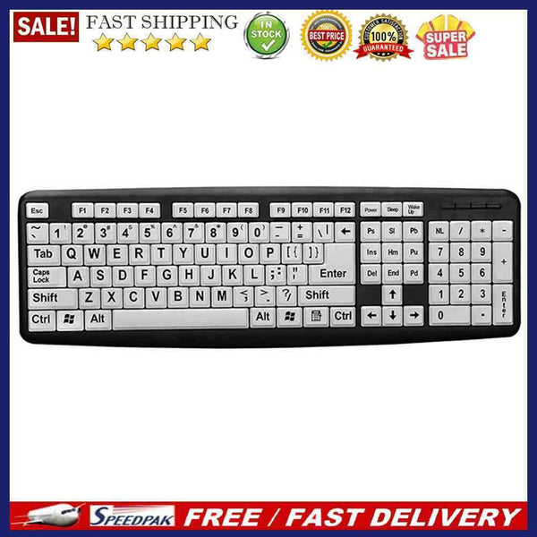 104 Keys USB Wired Large Print Big Letters Computer PC Keyboard for Old People