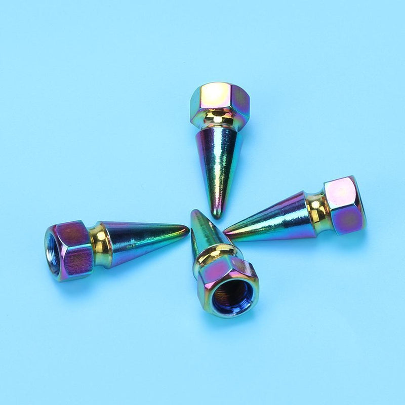 4pcs CNC Rainbow Color Car Wheel Tyre Tire Valve Stem Caps Dust Covers Newly