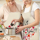 I Love You Printed Linen Apron Waterproof Kitchen Cooking Bibs (82x68cm)