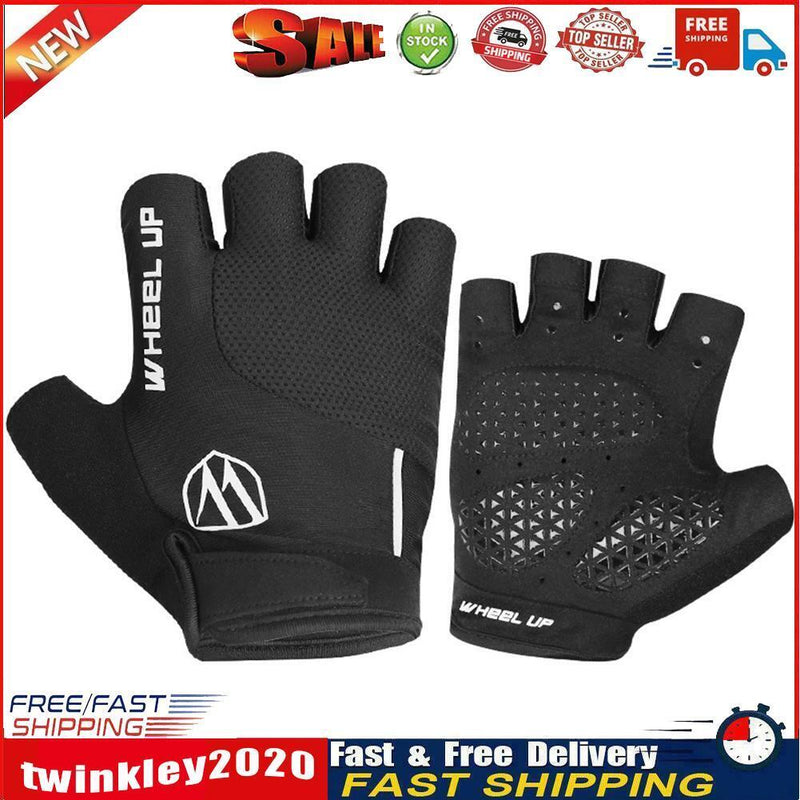 WHEEL UP Cycling Half Finger Gloves Sun Protection Sport Gloves (Black L) Newly