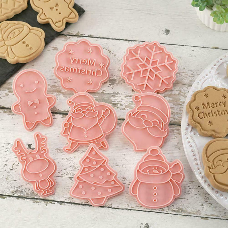 6 Christmas Cookie Biscuit Mould Santa Snowflake Reindeer Gingerbread a a F7B9