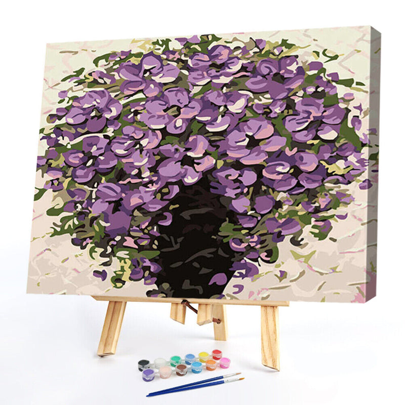 40x50cm Handpainted Acrylic DIY Purple Flower Oil Painting Canvas By Numbers