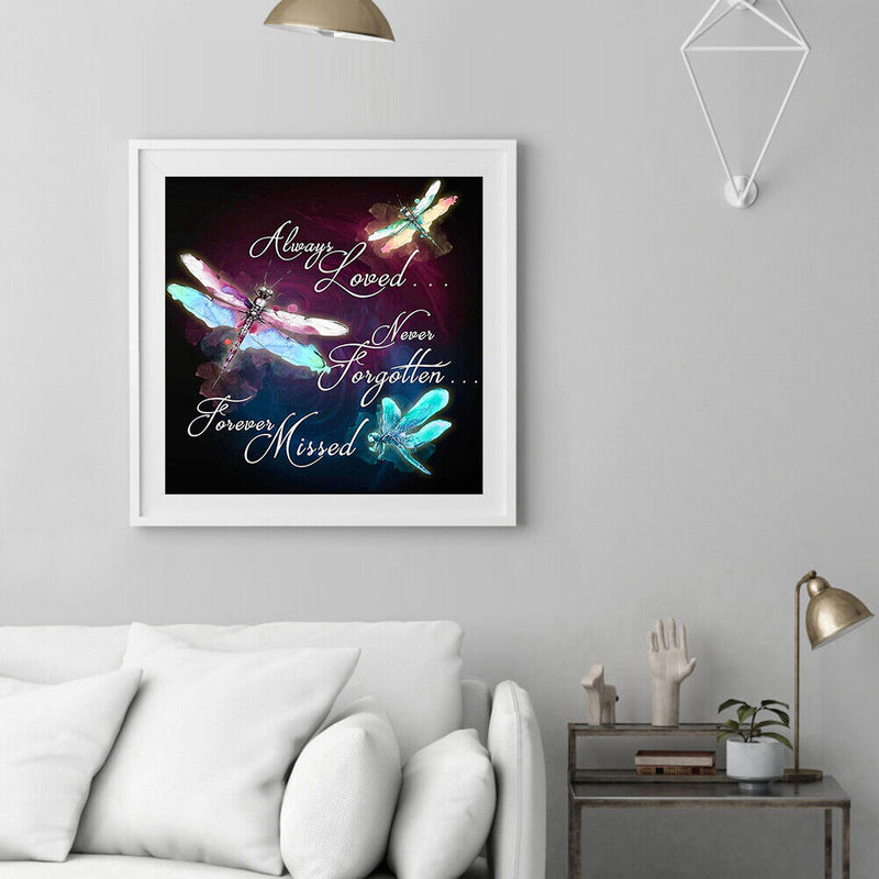 Dragonfly Text Frameless Oil Paint by Numbers Kit Handpainted Picture Art