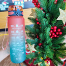 1000ml Sports Water Bottle Time Marker Outdoor Portable Cups (Red Lid) Newly