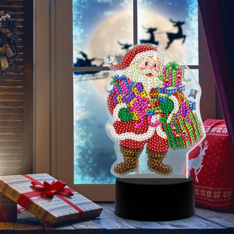 DIY Diamond Painting LED Light Special Shaped Santa Claus Embroidery Lamp
