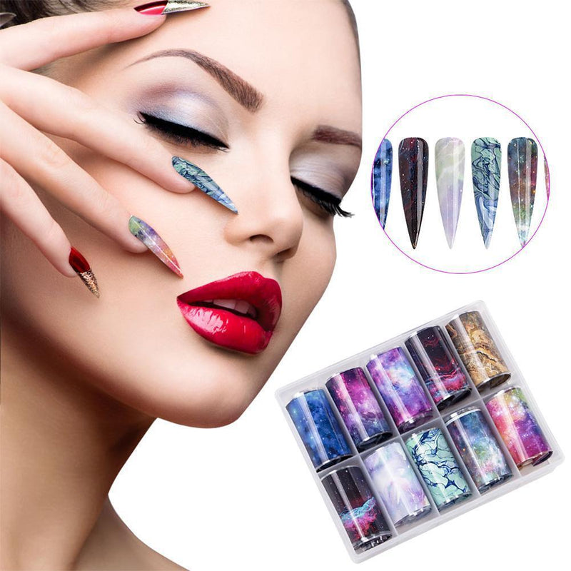 Holographic Nail Art Transfer Stickers Paper Starry Sky Nail Stickers Decorat