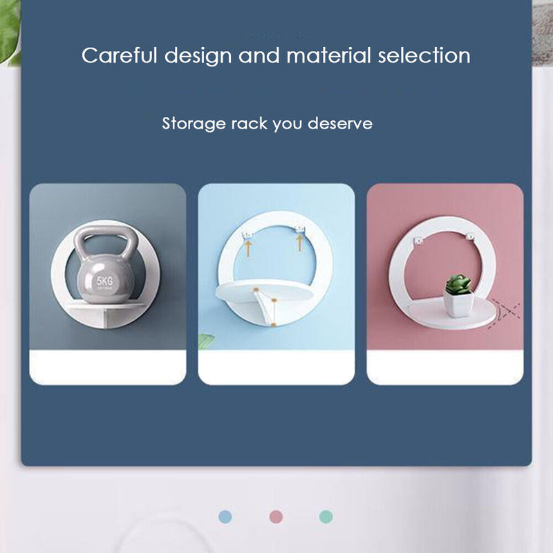 Wall Shelf Free Punch Wall-mounted TV Background Storage Display Holder (B)