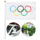 Resistant Vivid Color Hand Flag Five Ring Pattern Olympics Style Held Flags