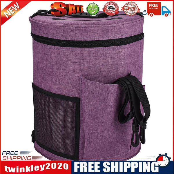 DIY Knitting Storage Bag Portable Yarn Tote Crochet Hooks Holder (Purple)