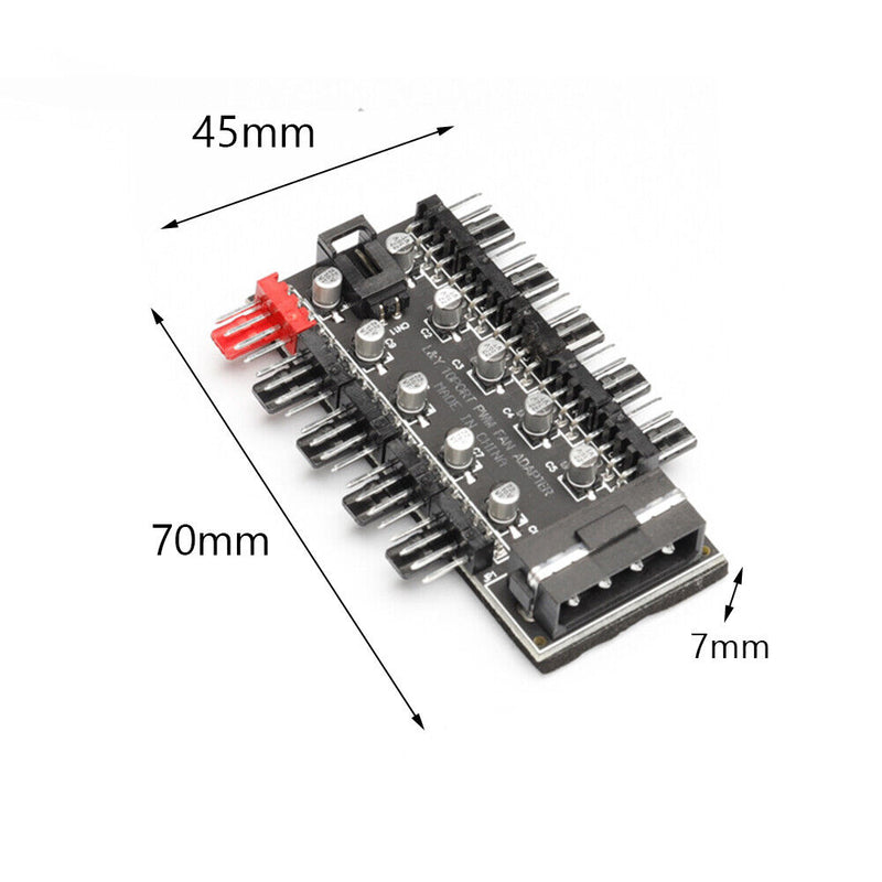 Motherboard PWM Cooler Fan HUB Splitter PC Speed Controller Adapter (4 Pin)