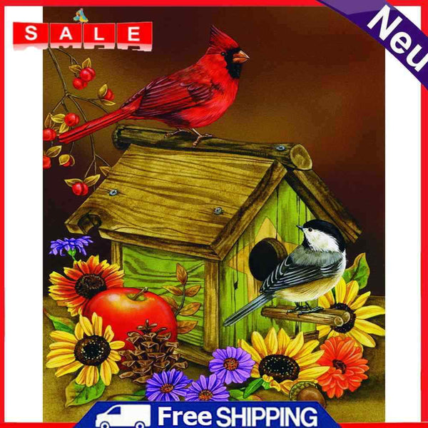 Oil Paint by Numbers Bird House Canvas Artwork Living Room Picture Decoration