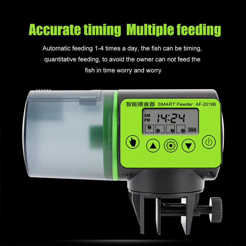 Automatic Aquarium Fish Feeder Fish Tank Auto Feeding Dispenser with LCD Ti