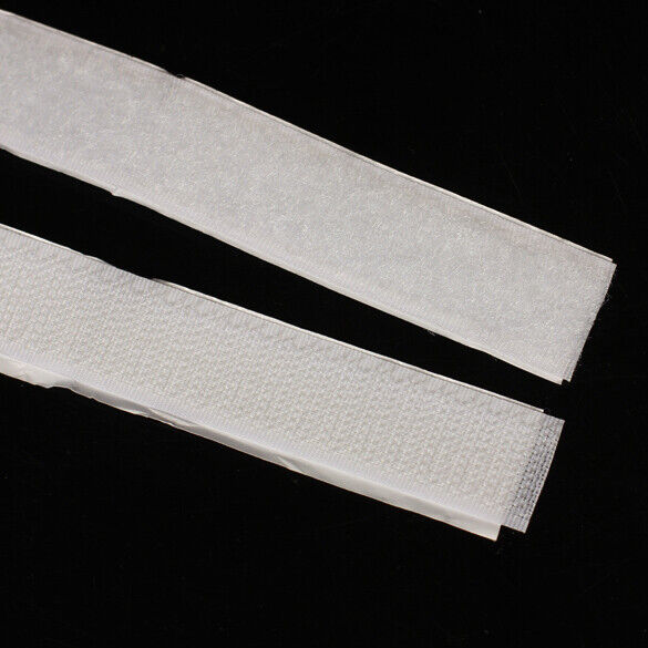 2 Rolls Self Adhesive Magic Hook Rough Loop Tape Fastener 25m White Newly