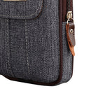 Men Canvas Mobile Phone Bags Double-layer Zipper Fanny Pack (Grey)