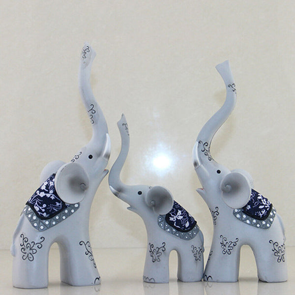 Set mit 3 Elefanten Familien Figuren Tisch Tierstatuen   Dekor