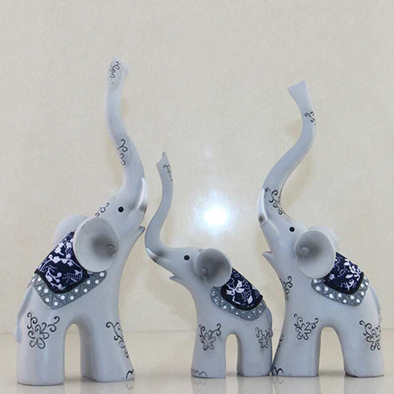 Set mit 3 Elefanten Familien Figuren Tisch Tierstatuen   Dekor
