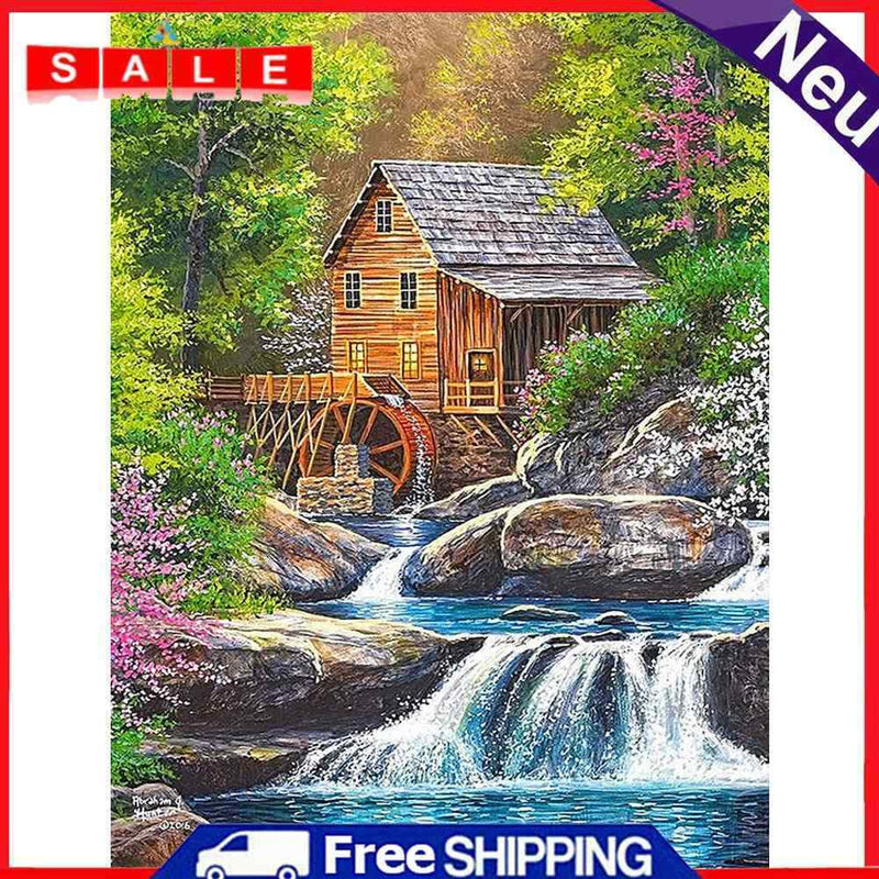 Diamond Painting Kit House Waterfall Full Round Rhinestone DIY Home Decorations