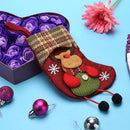 Cute Christmas Socks Gift Candy Bags Plaid Tree Hanging Ornament (Elk)